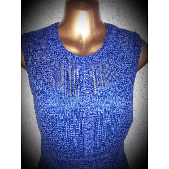NWT Kobi Halperin Sz 4 JAYDN Royal Blue Knit Crochet Dress - Picture 6 of 7